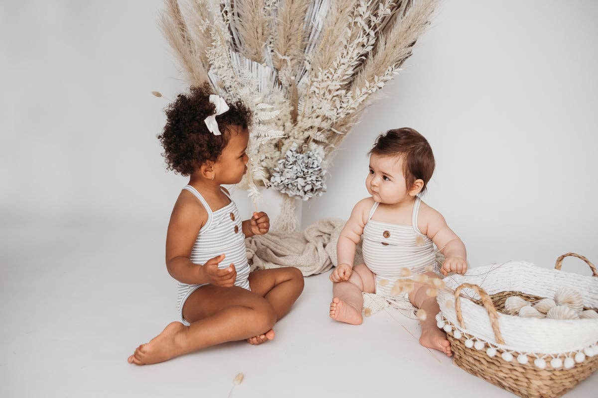 Karibou Kids – wholesale Overall - Baby – Paloma soldräkt - dammig blå rand10