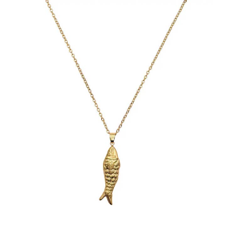 LOUIZ - Wholesale Pendant/Charm Necklace - LOUIZ Long Necklace with Fish Charm