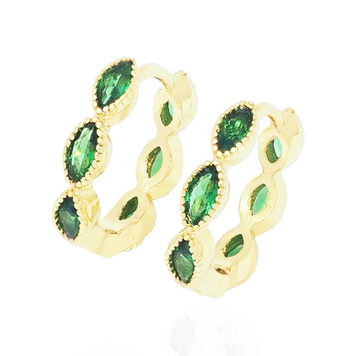 18k Gold Vermeil Green CZ Huggies for wholesale by Brink and Forbes