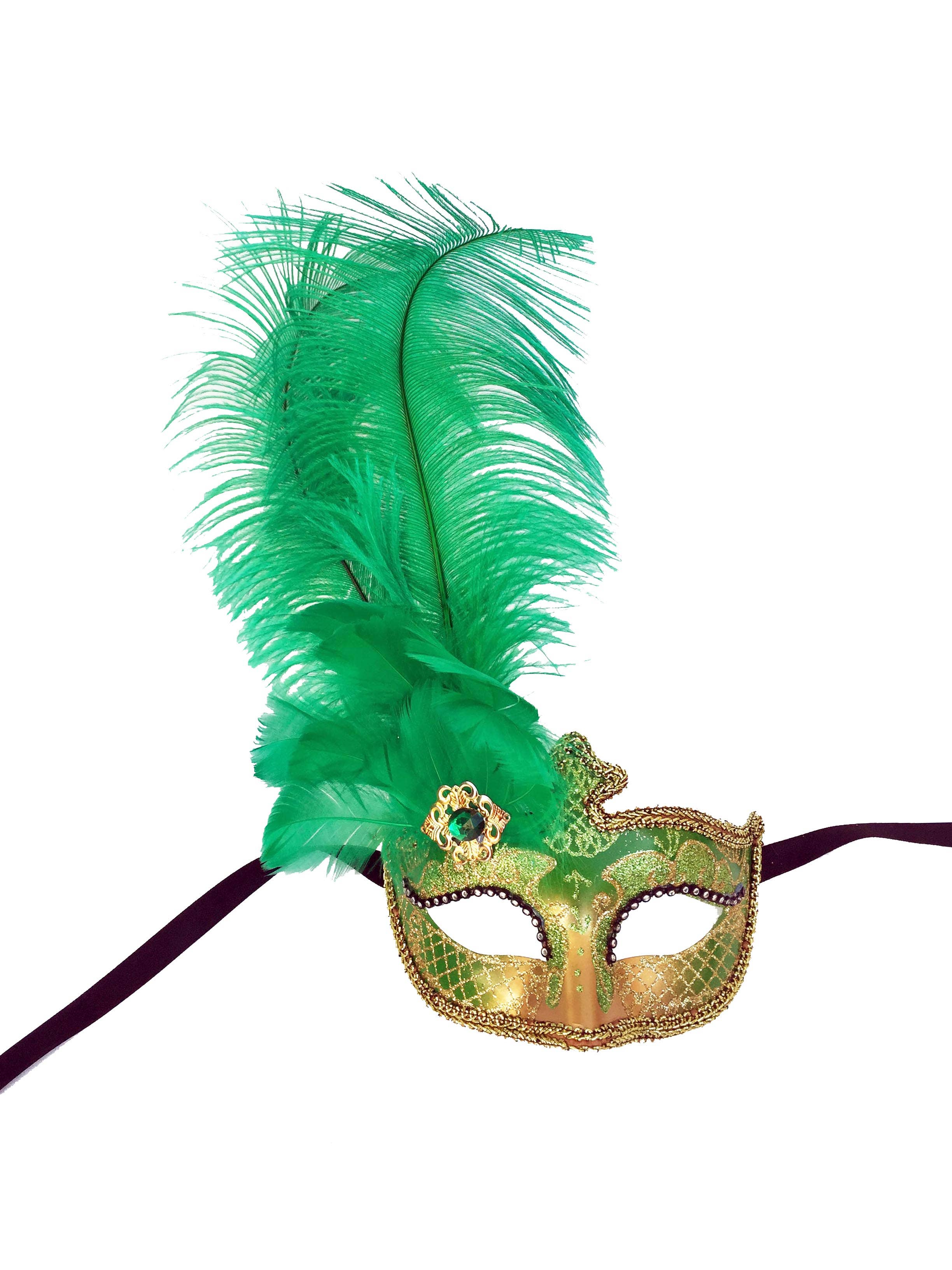 Mardi Gras Creations - Wholesale Costume - Women's - Anarkali Mask With Eye Detail And Feathers13
