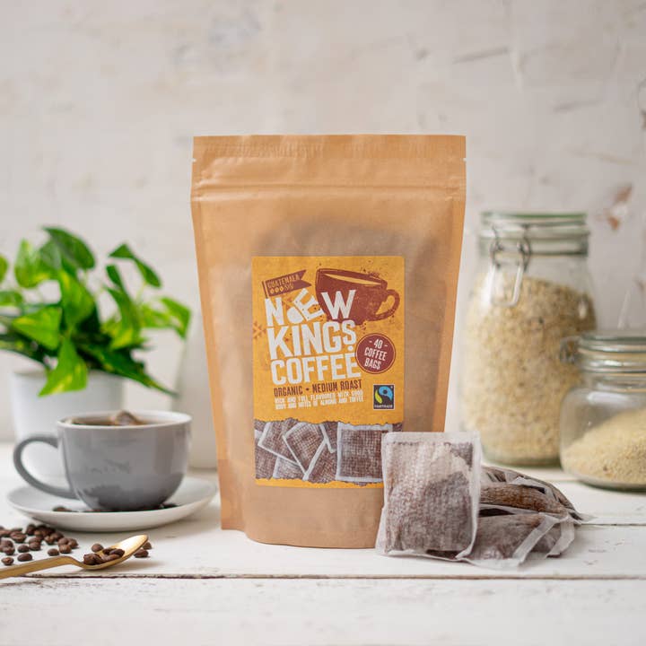 Organic Eco Pouch Coffee Bags - Medium Roast - 40 bags/pouch for wholesale by New Kings Coffee