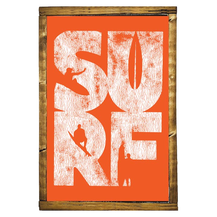 S.U.R.F Wood Wall Art in Orange for wholesale by Southern Mesa Trading Co.