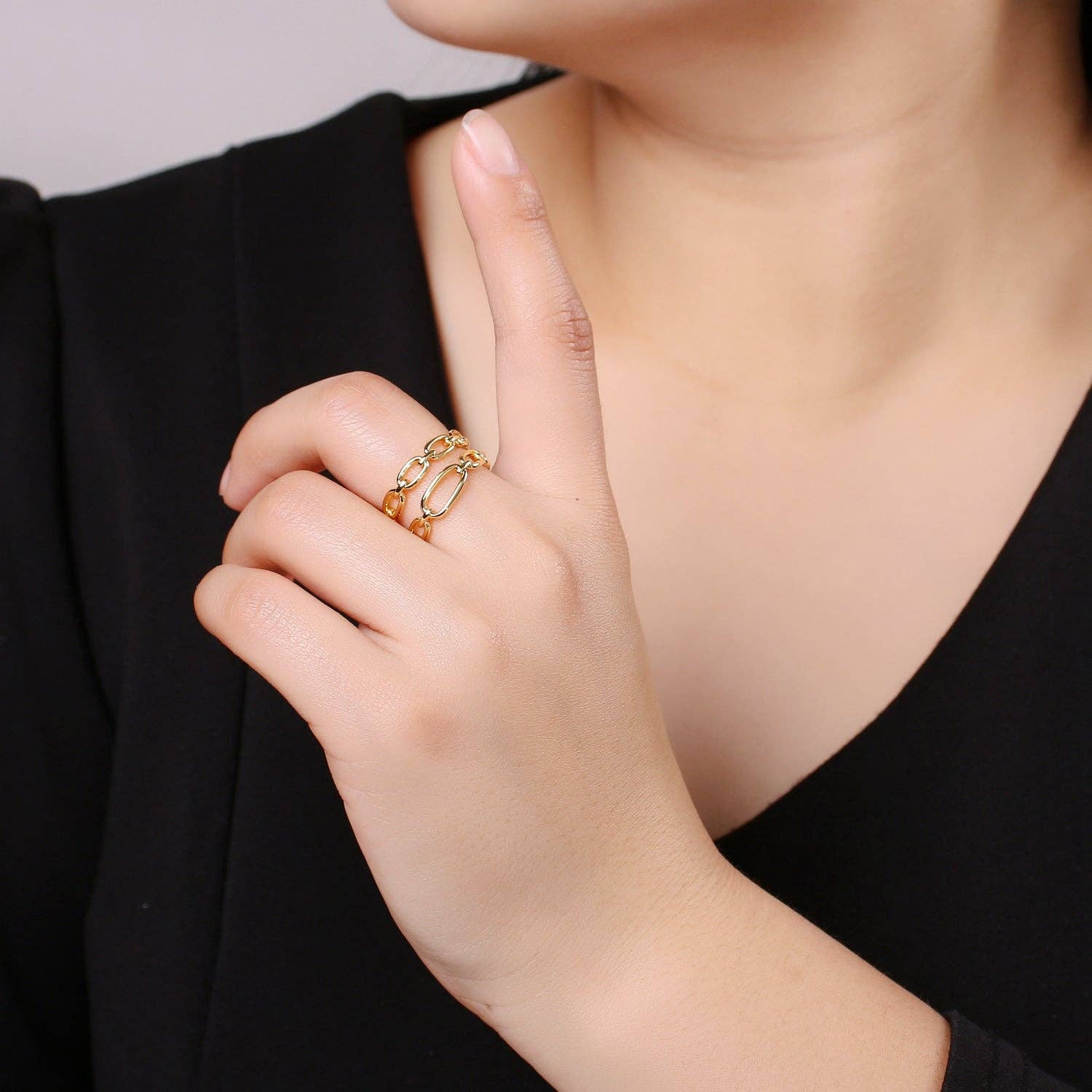 Aim Eternal - Wholesale Chain Ring - 14k Gold Filled Chain Ring, Gold Stacking Ring, Thick Chain1