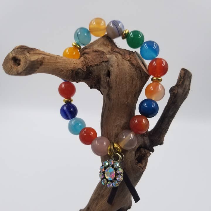 Bracelet coloré en perles de pierre naturelle Chakra pour la vente par CHAKRA JEWELRY