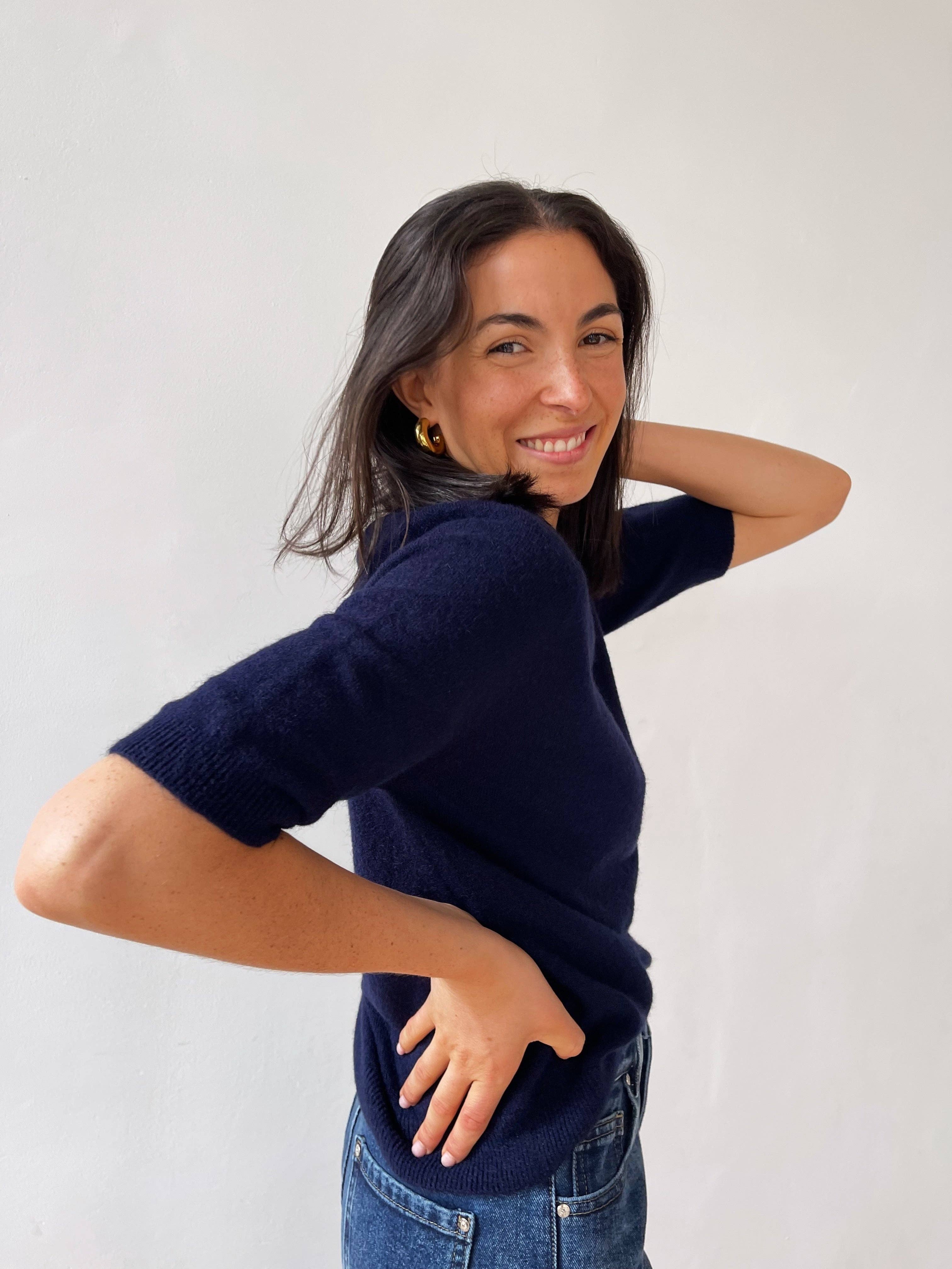 MindTraveler – Großhandel Strickoberteil – Damen – Navyblaues Punto T-Shirt9