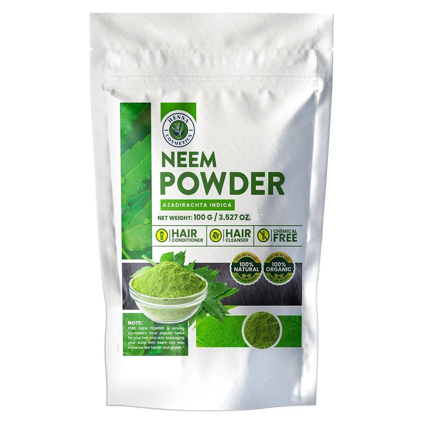 Henna Cosmetics Cypri - Wholesale Skincare Face Mask - Neem Powder (Azadirachta Indica) | 100 Grams (3.53 Oz.) | 100% Organic Supplement For Hair and Skin | Henna Cosmetics0