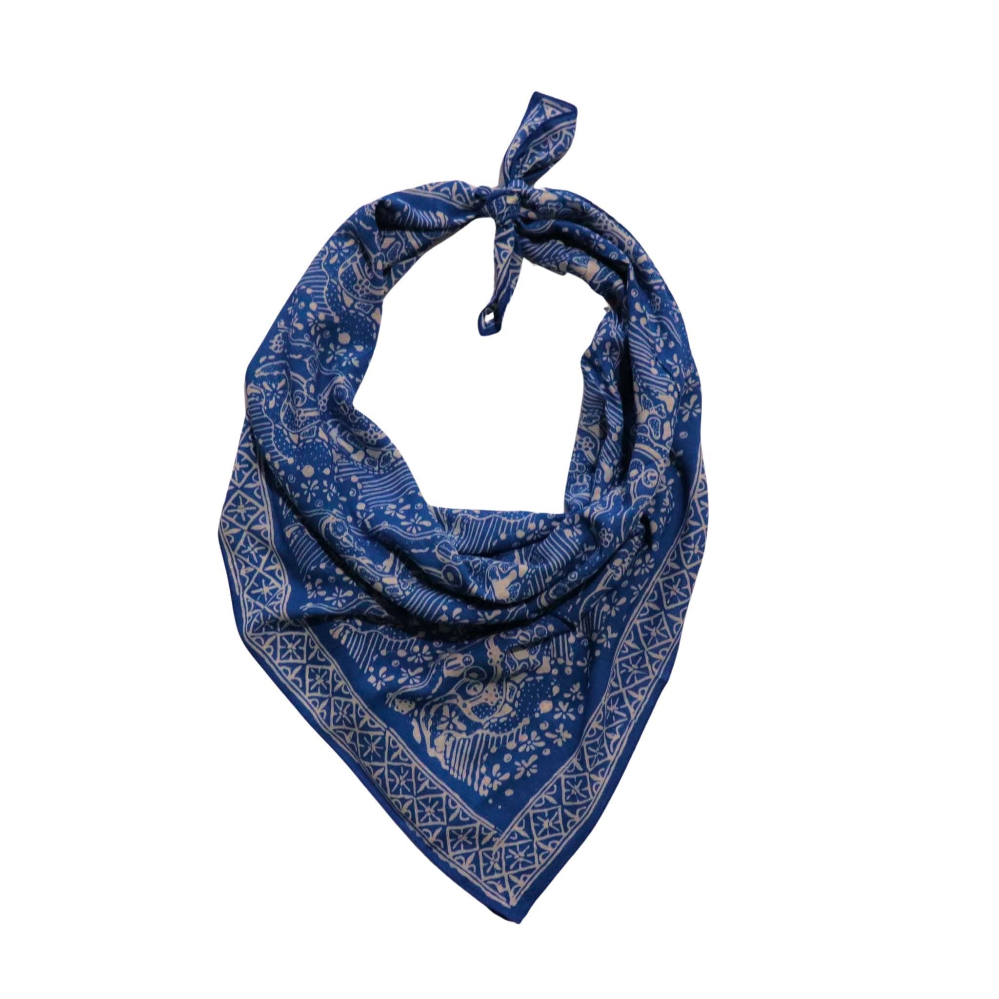 Kasih Co-op - Wholesale Bandana - Women's - Large 39" Hand Dyed Batik Bandana, 100% Soft Cotton, Tidal Flow, Blue3