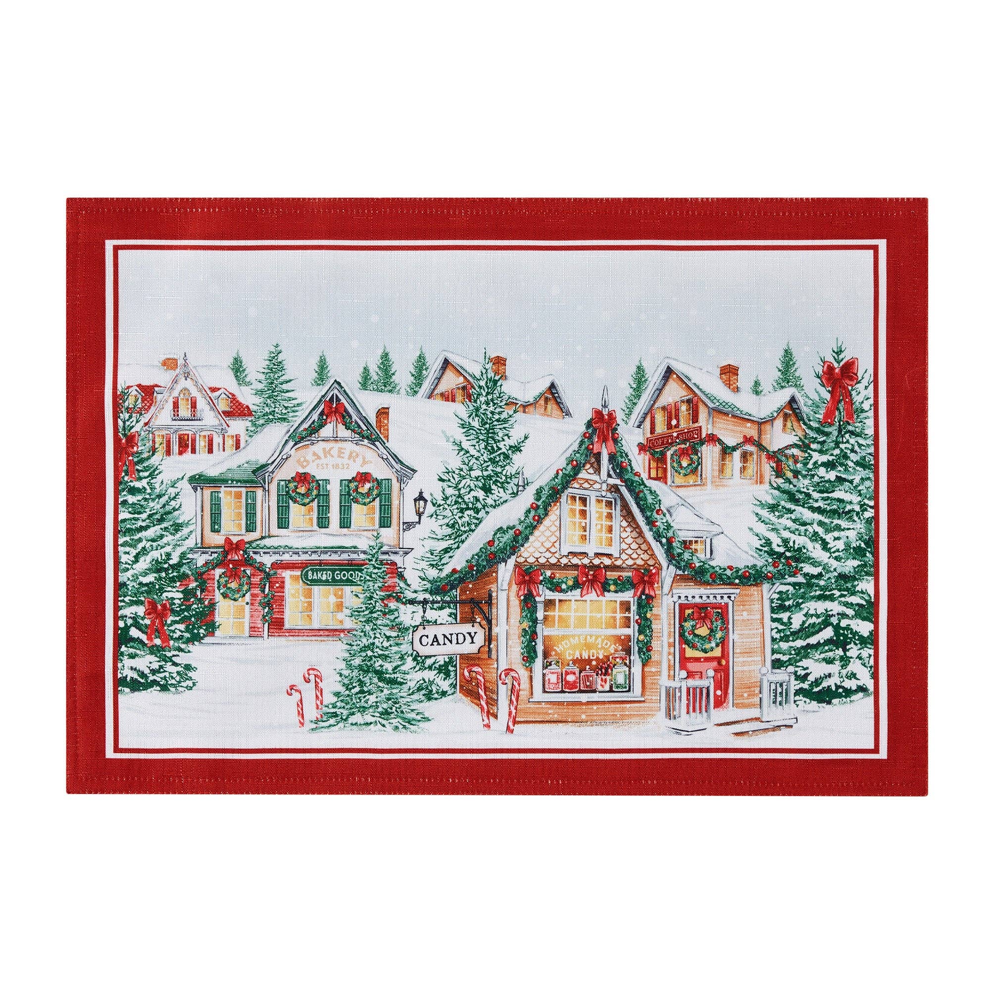 Threadmade Home - Wholesale Placemat - Storybook Christmas Village Holiday Placemat Set of 4 -13x192