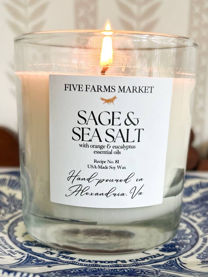 Vela Perfumada de 8 oz Salvia y Sal Marina para venta al por mayor de Lovely Lady Linens