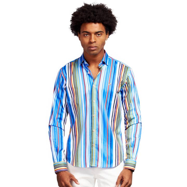 Chemise boutonnée à rayures Super Processor pour la vente par EIGHT X