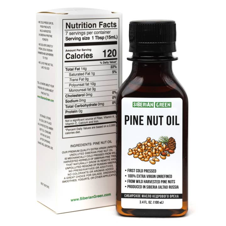 SiberianGreen - Wholesale Bath/Body Oil - Siberian Pine Nut Oil | 100% Natural Extra Virgin Cold Pressed 100 ml 3.4 fl oz | Unrefined Raw Wild Harvested Exclusive Omega-6