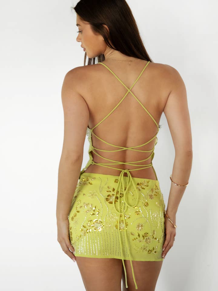 TICTOC - Wholesale Camisole - Women's - VEDA Chiffon Floral Vintage Beaded Open Back Corset Top14