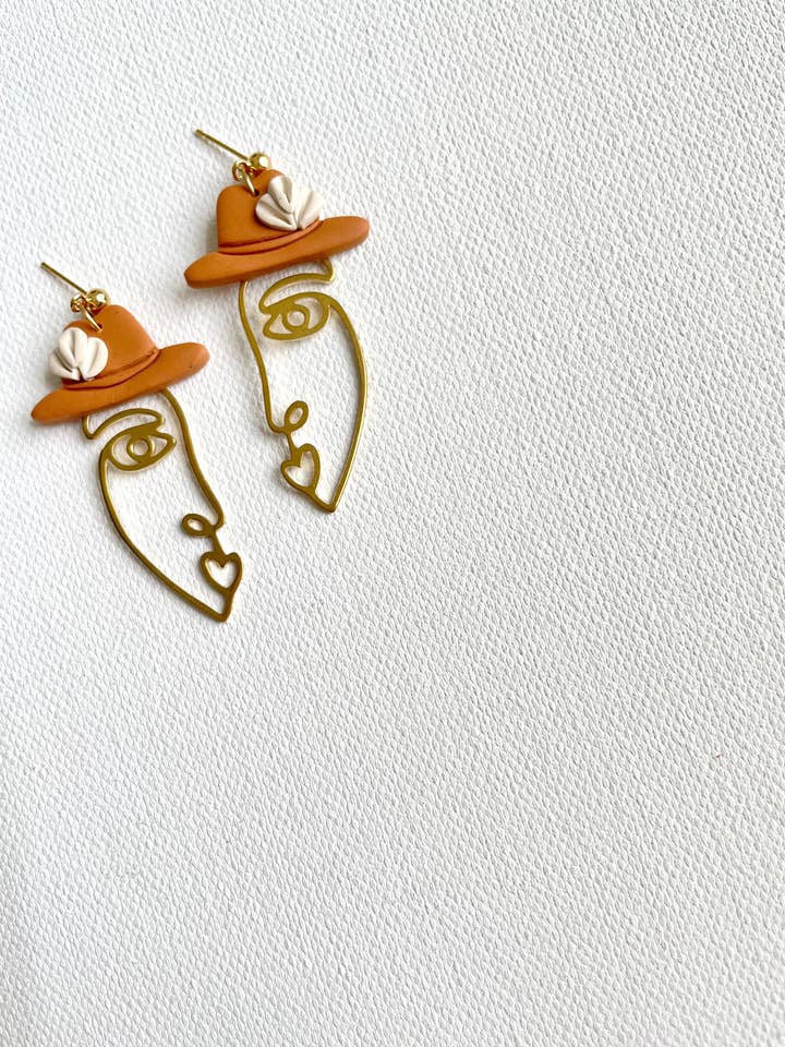 Boho Fedora Girl, Polymer Clay for wholesale by Hooks and Clay