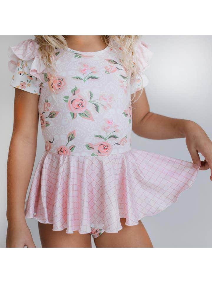 Oopsie Daisy - Vente Justaucorps – enfant - Justaucorps de gymnastique Twirl avec jupe de danse rose pâle pour enfants