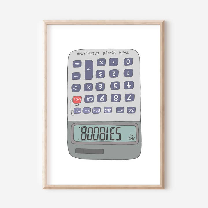 Rolig Retro Kalkylator Konstaffisch | Boobies Väggkonst A4 för wholesale av You've Got Pen On Your Face