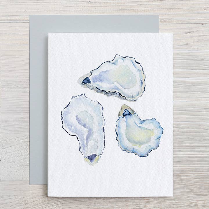 Watercolor Oyster Shell Note Card for wholesale by Waterline Studio
