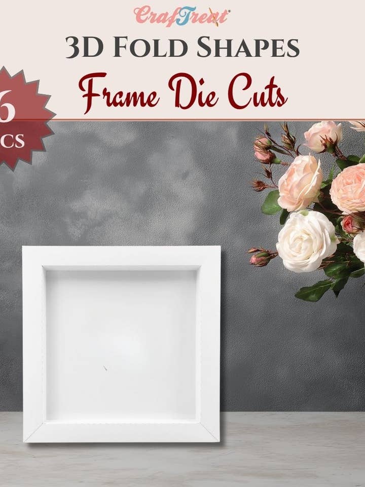 CrafTreat 3D Fold Shapes - Paper Frames White - Square 6pcs for wholesale by CrafTreat