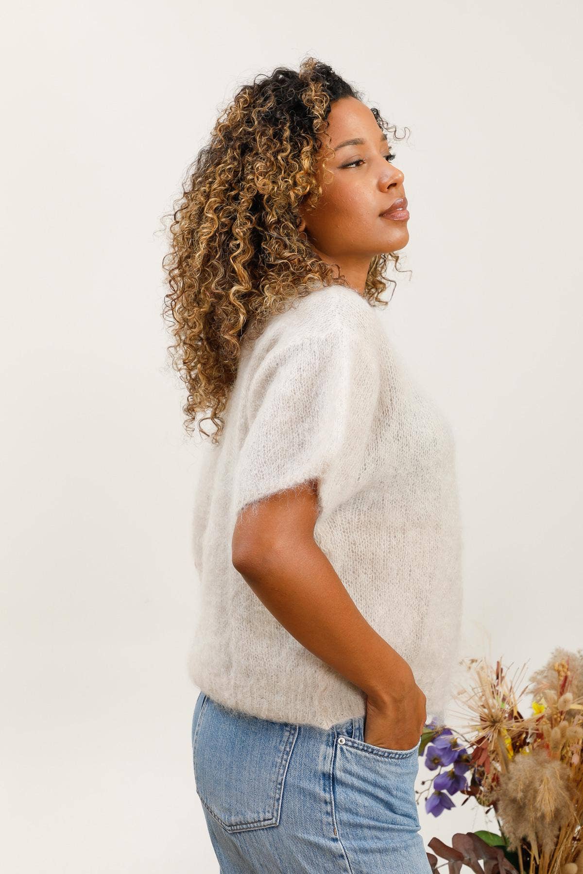 LÉA & LUC – wholesale Kofta - Dam – Mohairkofta med korta ärmar REF. 215799