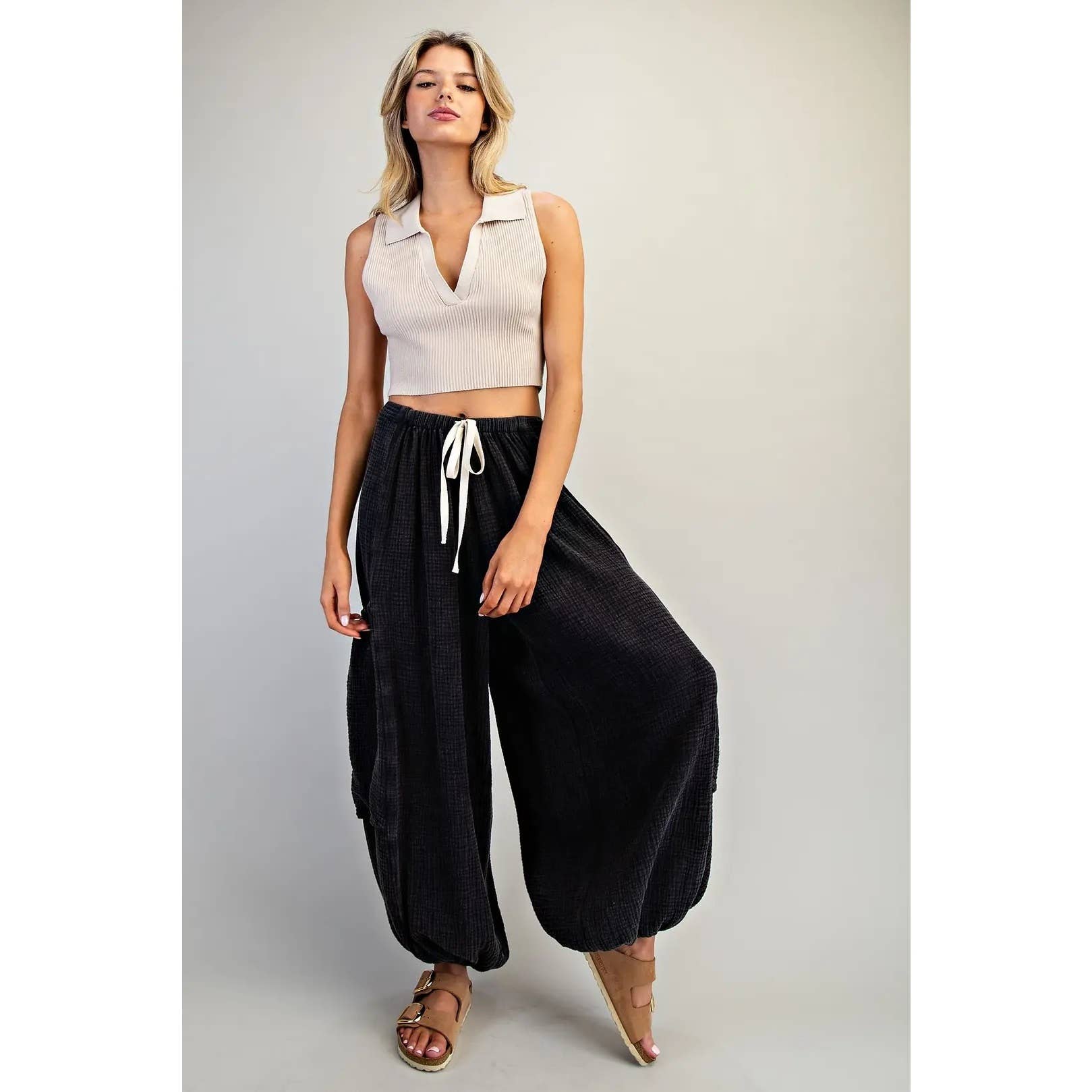 STYLE USA - Wholesale Pants - Women's - NEW Balloon Leg Cotton Gauze Pants3