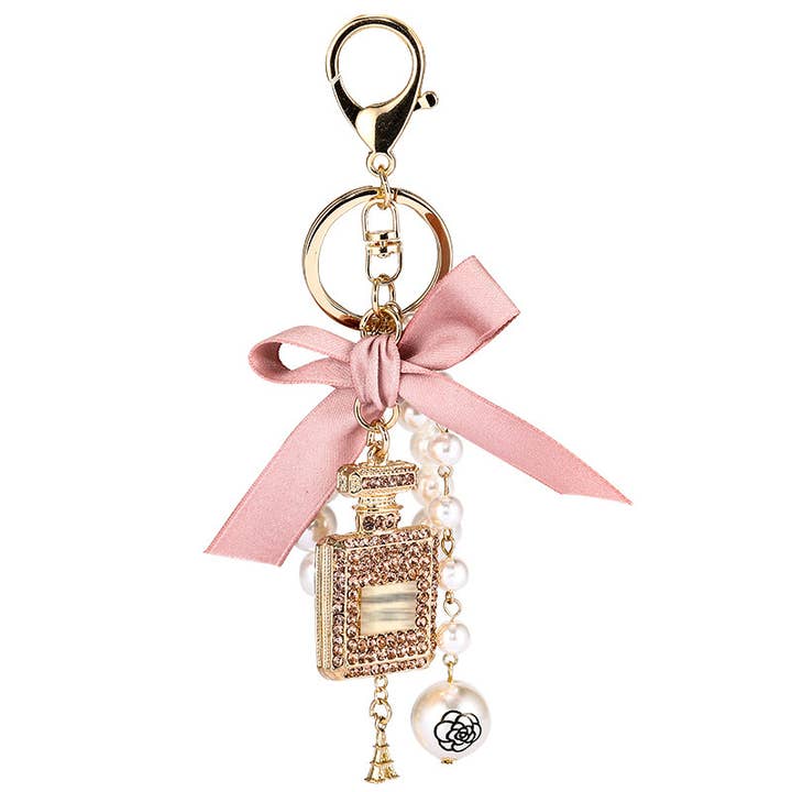 MKS America - Wholesale Keychain - Women's - Perfume Bottle Bow Pearl Bag Charm Keychain2