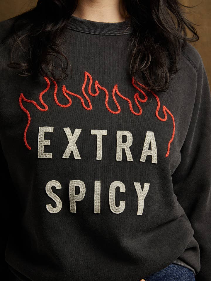 Pyknic - Wholesale Graphic Sweatshirt - Unisex - Extra Spicy Chainstitch & Felt Crewneck Sweatshirt