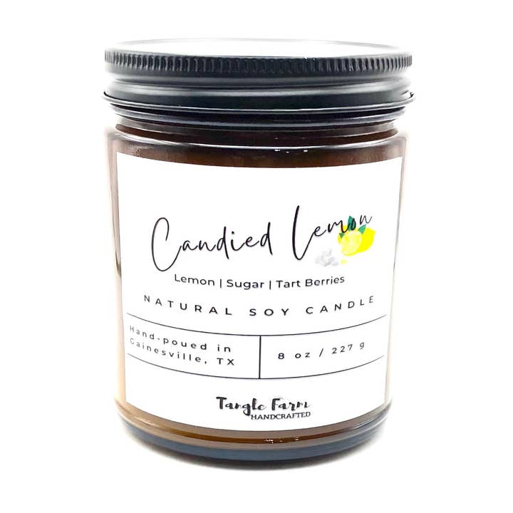 Candied Lemon Soy Candle for wholesale by Tangle Farm Handcrafted