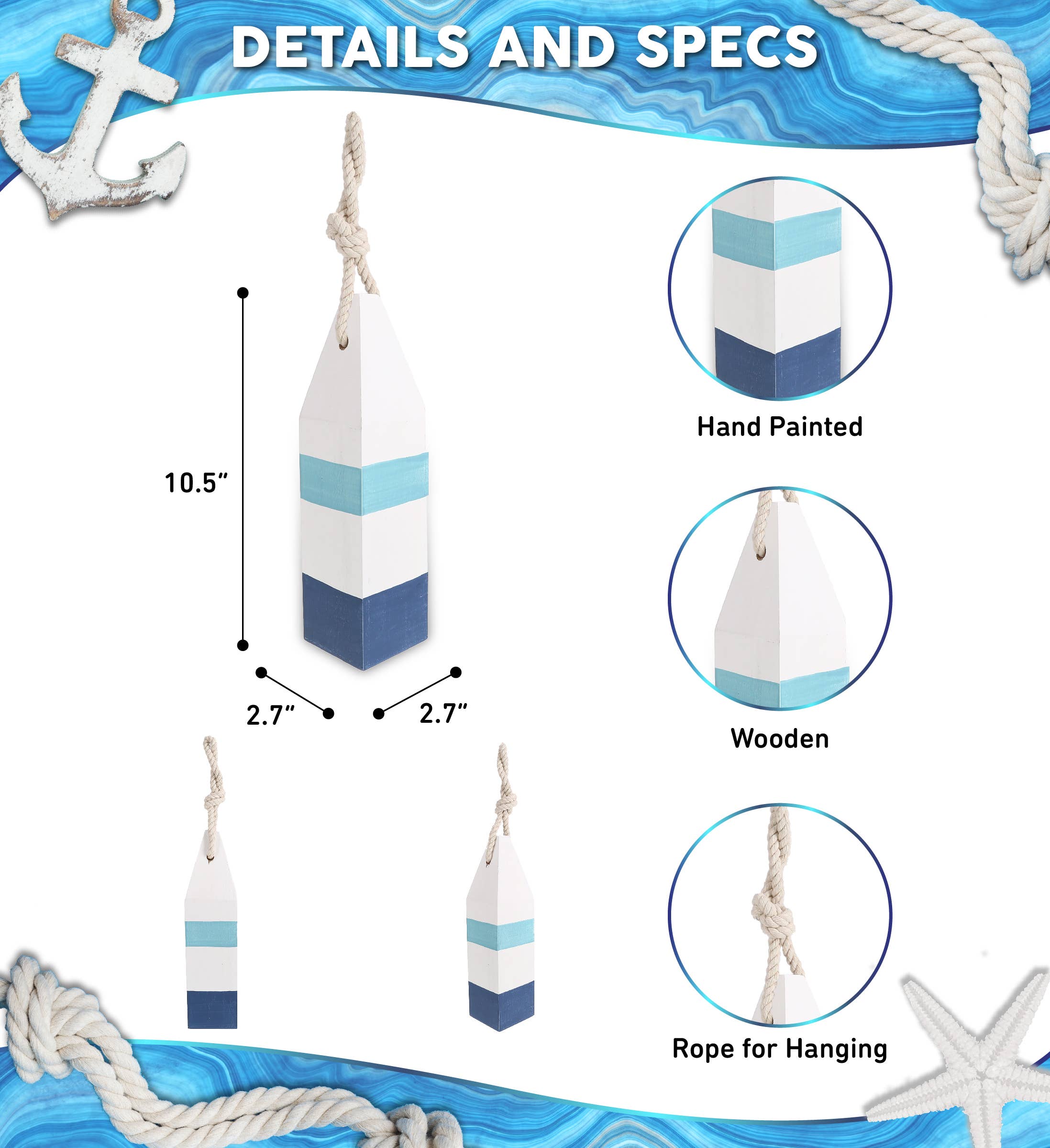 Cota Global - Wholesale Decorative Figurine - Nautical Decor - Blue Mist Buoy1