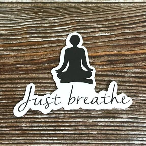 Juste Respire, Autocollant Vinyle Découpé, Bohème Amusant, Résistant à l'Eau, Yoga Namaste Méditation | Autocollant ou Aimant pour la vente par Handmade by Marlayna