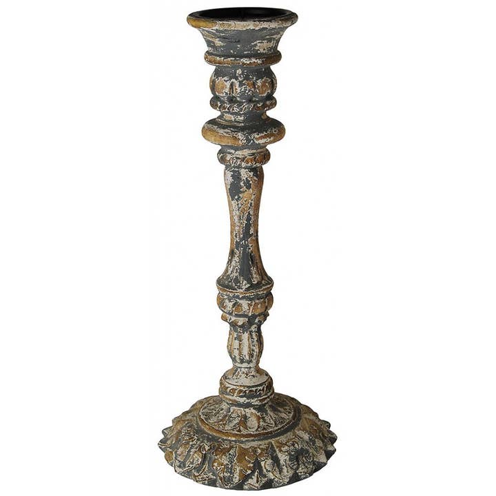 Vintage Style Wooden Candle Holder with Distressed Finish for wholesale by Provence Home