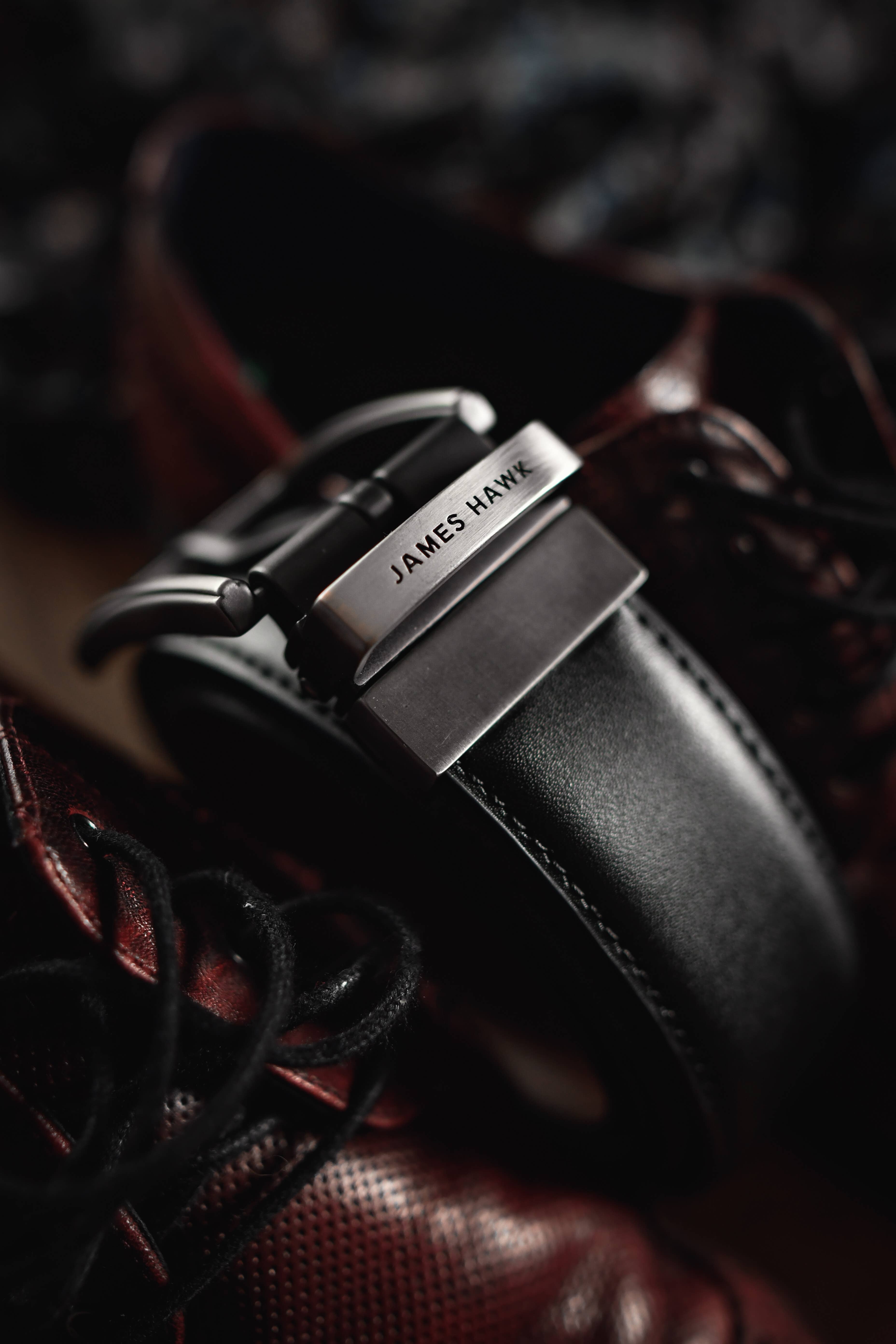 James Hawk - Venta al por mayor Cinturón - Hombre - Cinturón inteligente reversible de cuero para hombre con caja de regalo12