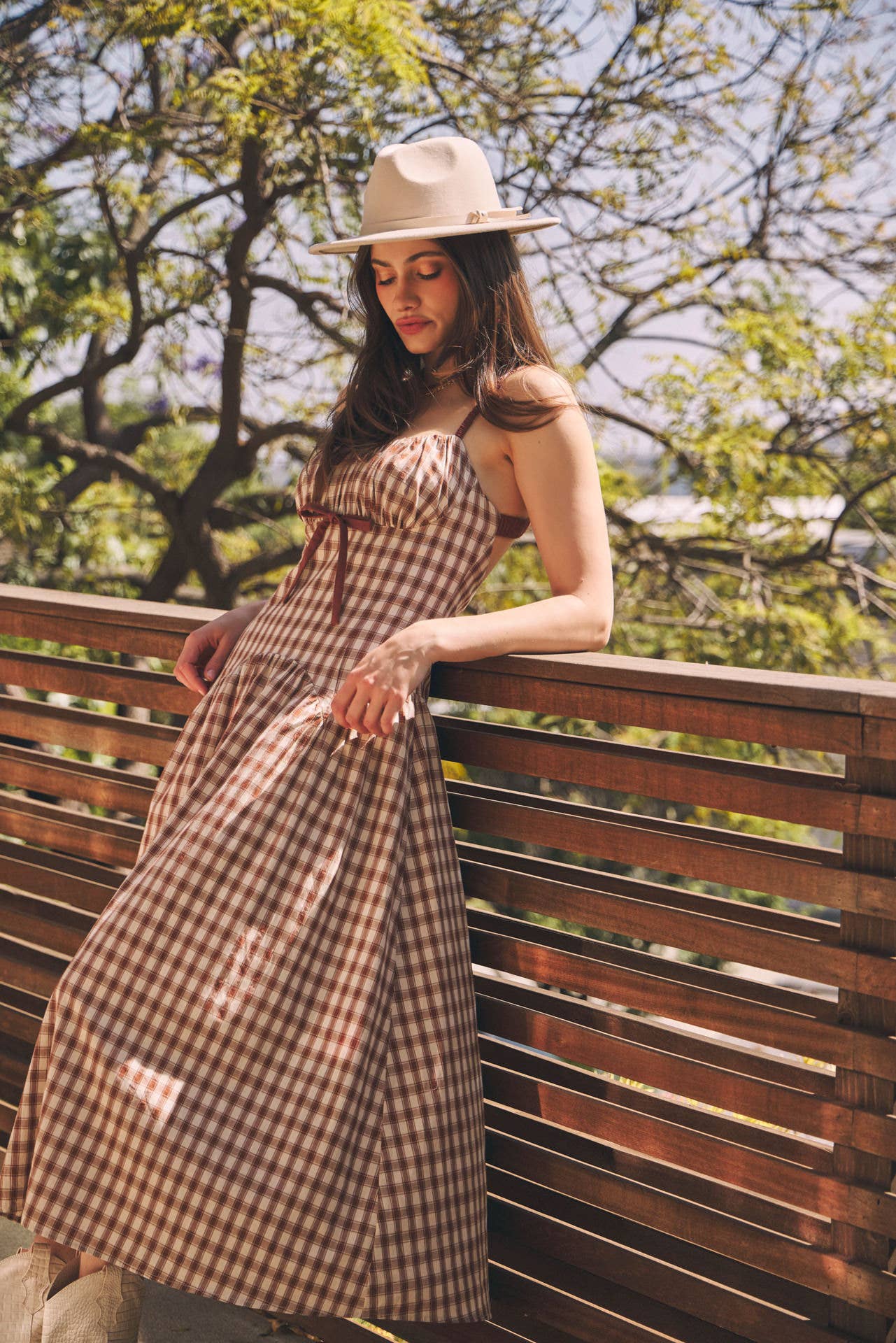 idem ditto - Wholesale Dress - Women's - PLAID MIDI DRESS WITH RUCHED BUST AND OPEN BACK7