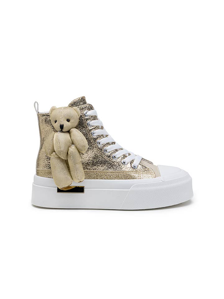 LADY GLORY - Wholesale Lifestyle trainers – Women′s - High-top sneakers with decorative teddy bear2