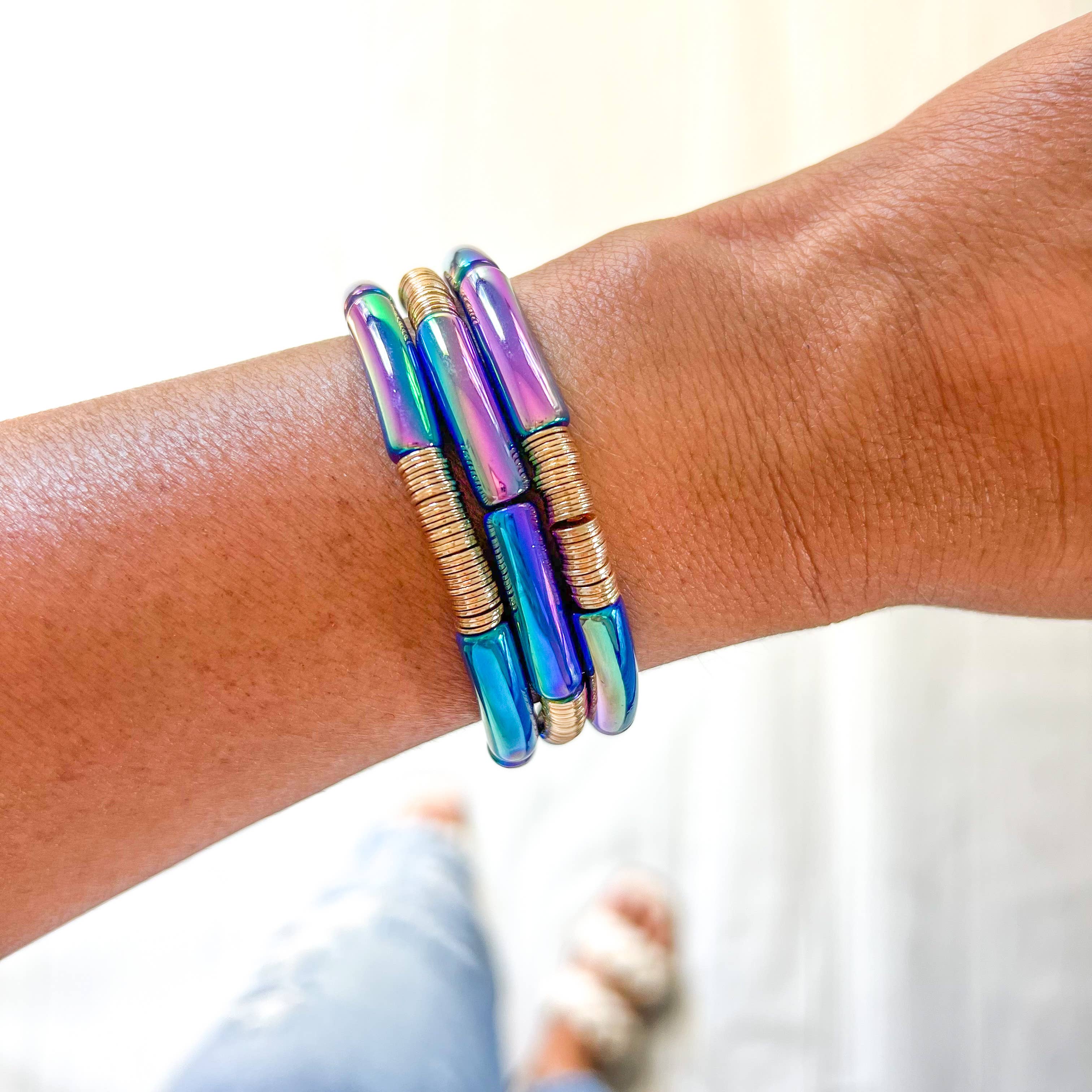 Savvy Bling - Wholesale Beaded Bracelet - Metallic Tube Bracelets6