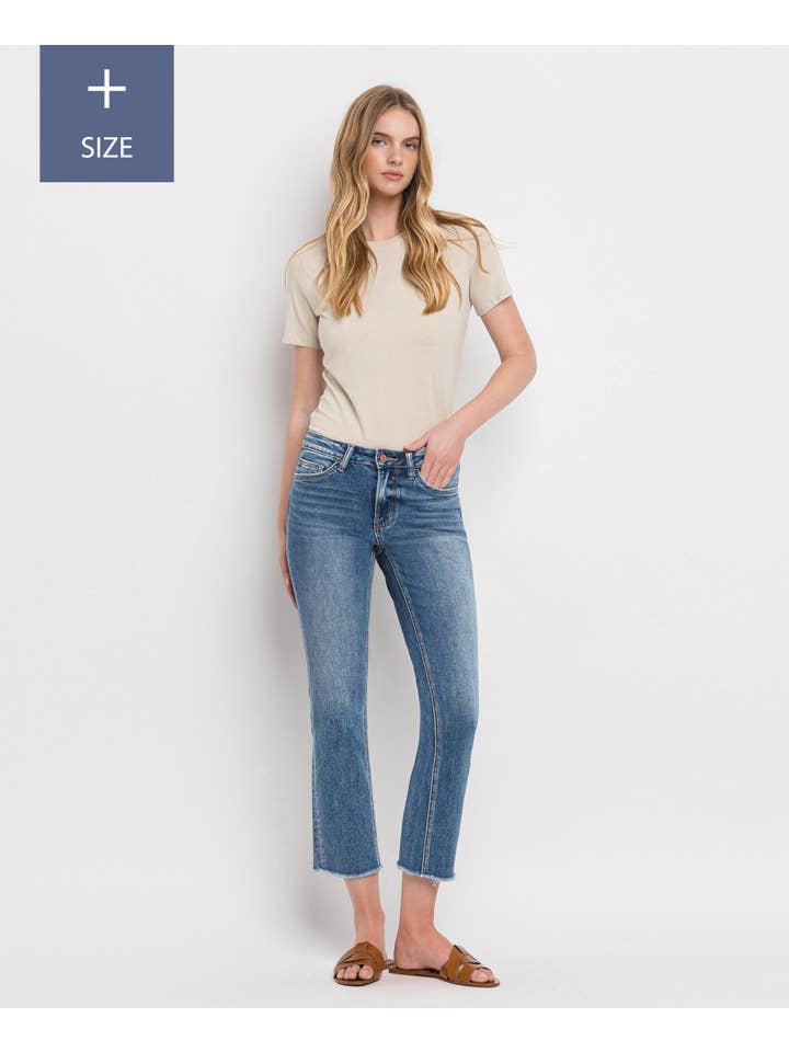 FIVE STEPS TO HEAVEN PLUS SIZE MID RISE CROP STRAIGHT JEANS V2750-P for wholesale on Faire