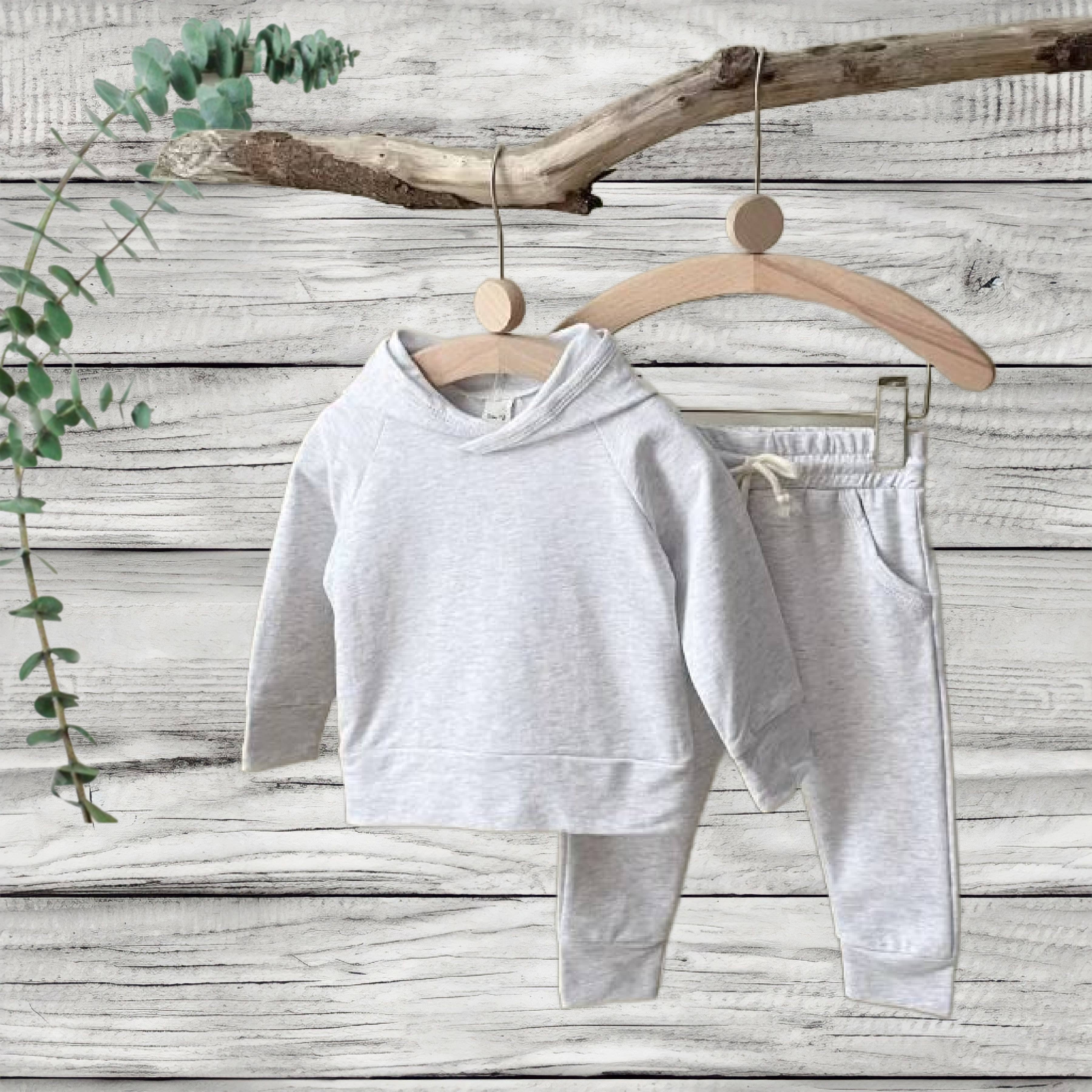 Rufflеѕ & Bоwtіеѕ - Affordable Boys & Girls Clothing - Wholesale Top & Pant Set - Kids - CLEARANCE Boys 2 PC Set - Hooded Jogger Set - Heather Grey 1