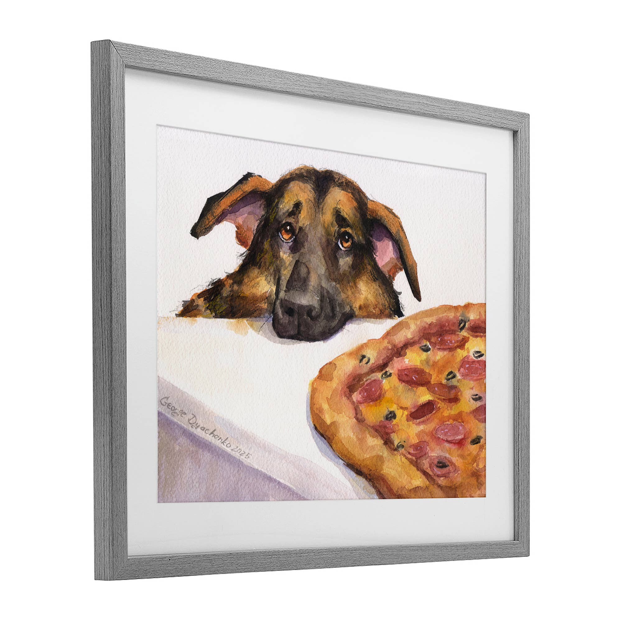 Stupell Industries - Wholesale Wall Sign - German Shepherd with Pizza - Print Under Glass Wall Art10