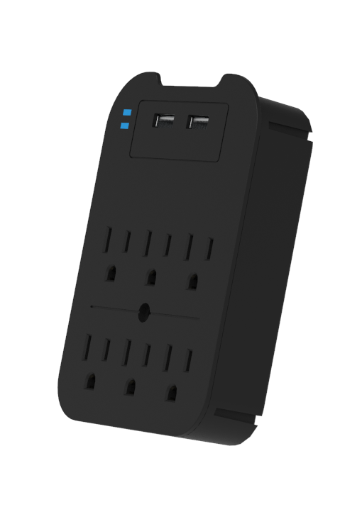 LAX Gadgets - Wholesale Portable Charger - Charge Surge Protector, 6 Outlets/2 USB Ports - Retail Pack18