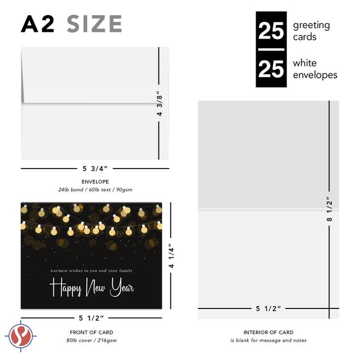 Fine Cardstock – wholesale Nyårskort – 2026 Gott Nytt År Semesterhälsningskort – Set om 255