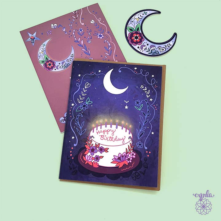 Maan Verjaardagstaart Wenskaart Sterrenrijke Verjaardag Hemels voor wholesale door Cynla