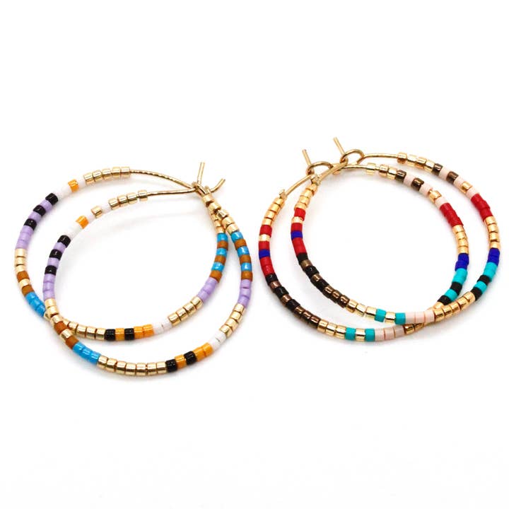 Perfect Color Combo Miyuki Bead Hoops - Seeds Collection- E8-003 for wholesale by LIZOU