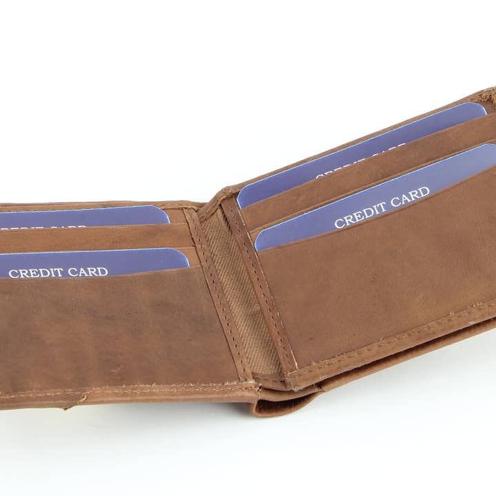 Leather Impressions Inc - Wholesale Wallet - Men's - RFID Bifold w/Center I.D. Flap & Corner Contrast Notch 157153