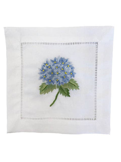 Cocktail Napkins, French Hydrangea (Light Blue), Set of 4 for wholesale by Jacaranda Living