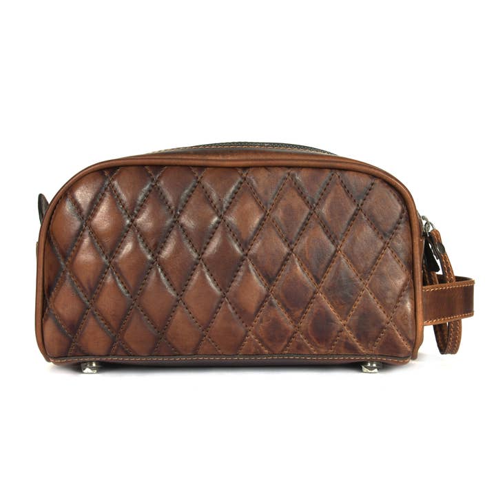 Ascend Quilted Leather Toiletry Bag for wholesale by AARON LEATHER GOODS
