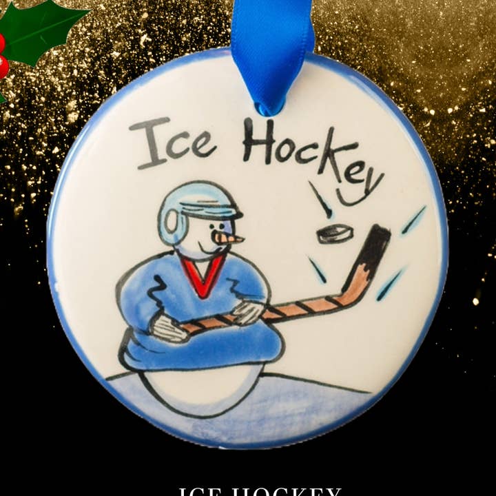 Christmas Ornaments | Handpainted | Ice Hockey for wholesale by Nola Watkins Ornaments
