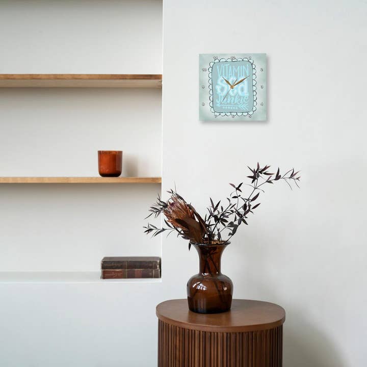 3dRose - Wholesale Wall Clock - 3dRose, Vitamin Sea Junkie Quote In Pastel Blues, Wall Clock6