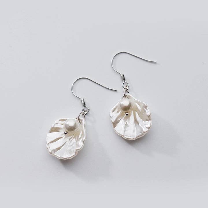 Haengseongworkshop - Wholesale Dangle Earrings - S925 Acrylic Pearl Flower Glass Beads Earrings Dangle