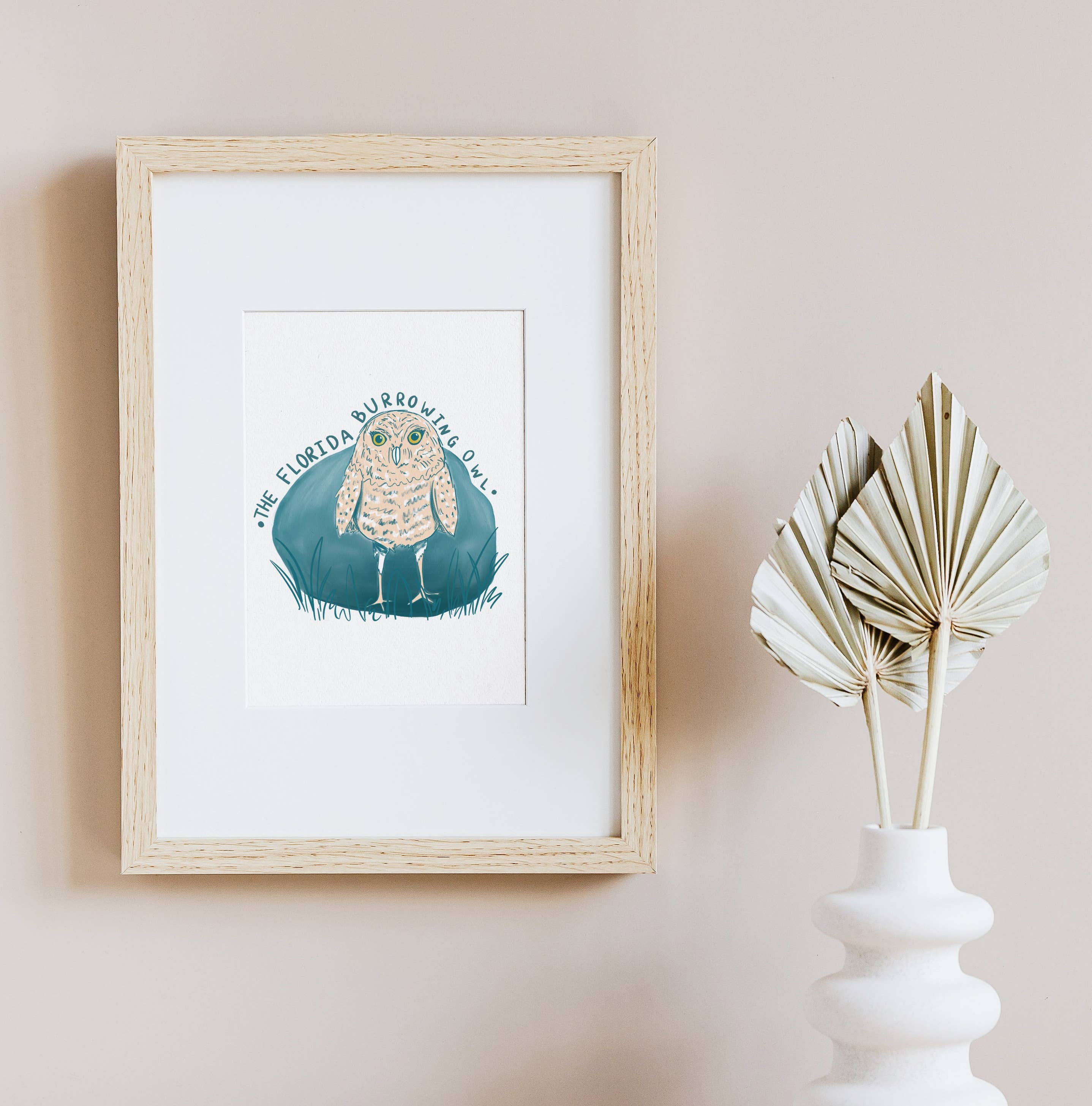 25 Sweetpeas - Wholesale Art Print - Burrowing Owl Art Print, Bird Art, Florida Burrowing Owl3