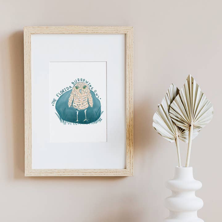 25 Sweetpeas - Wholesale Art Print - Burrowing Owl Art Print, Bird Art, Florida Burrowing Owl3