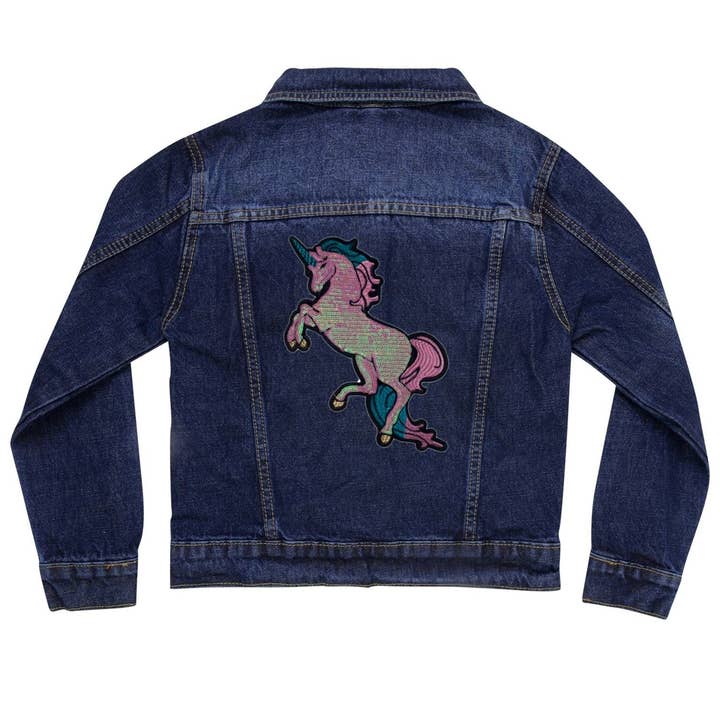 Jeansjacke mit Pearly Pailletten und Einhorn für den Großhandel von Cat in the Hood