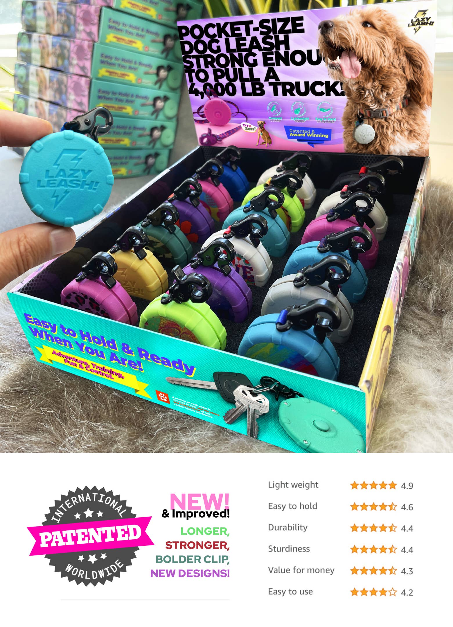 Lazy Leash! - Wholesale Pet Leash - Dog - LAZY LEASH!⚡️ Mini Wearable Clip-On Power Leash! 18pc5